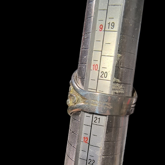 Native American Signed Black Onyx And Sterling Silver Heavy Wide Band Ring - Picture 7 of 11